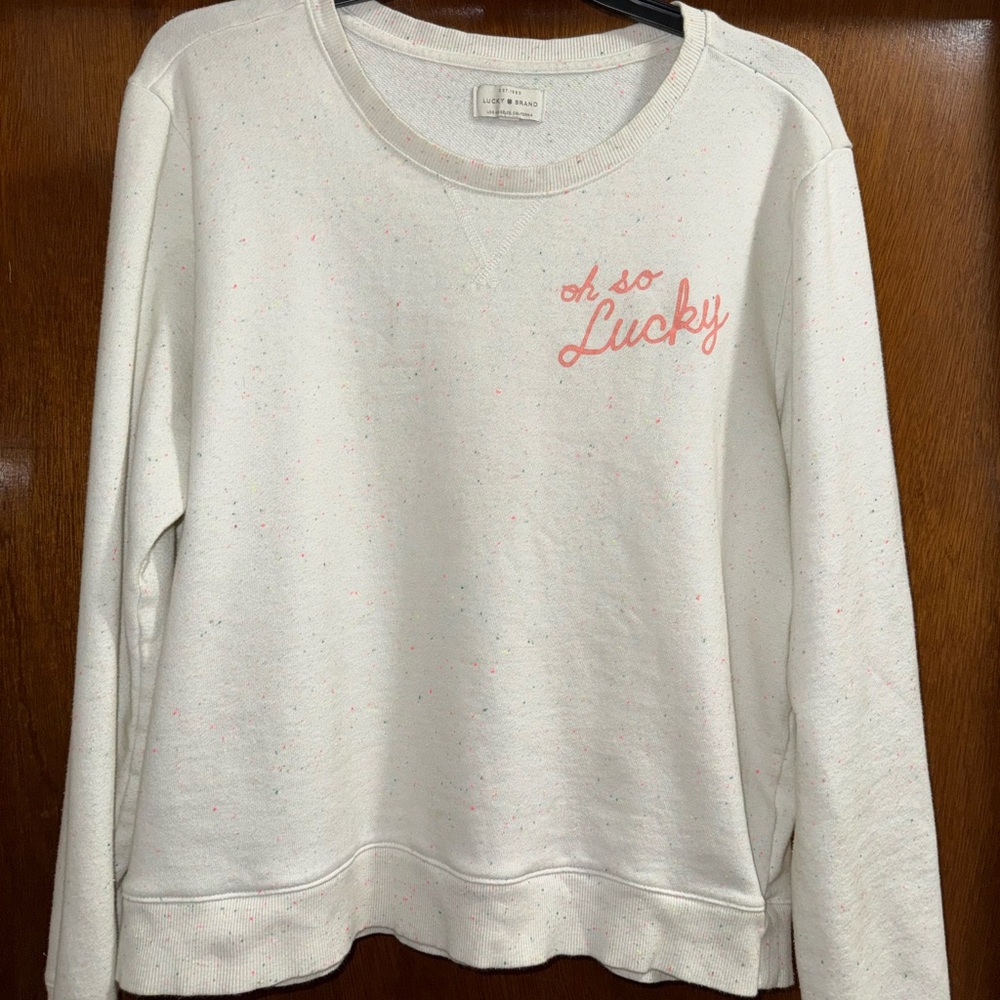Lucky Brand Speckled Cream Sweatshirt